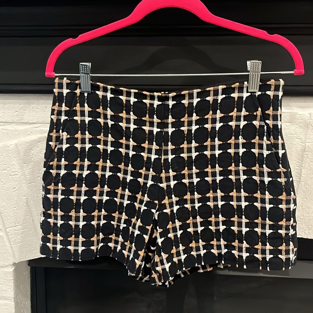 Trina Turk Brown Black White Woven Shorts Size 4